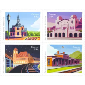 Railroad Stations Stamps